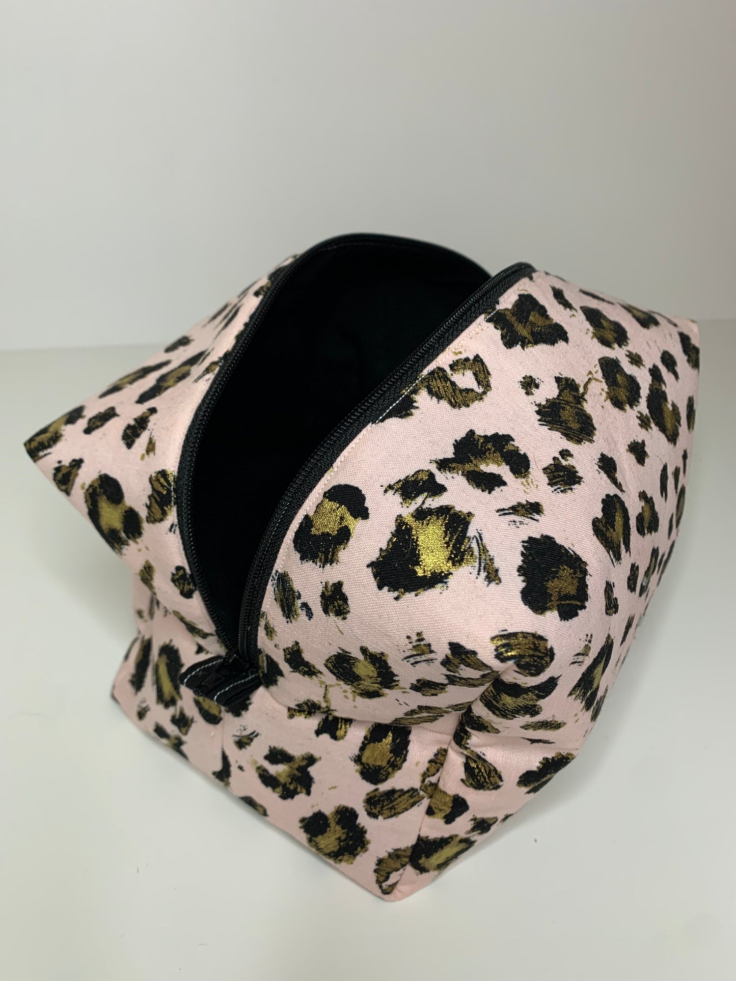 Large Cosmetic Bag - Pink Leopard/Black