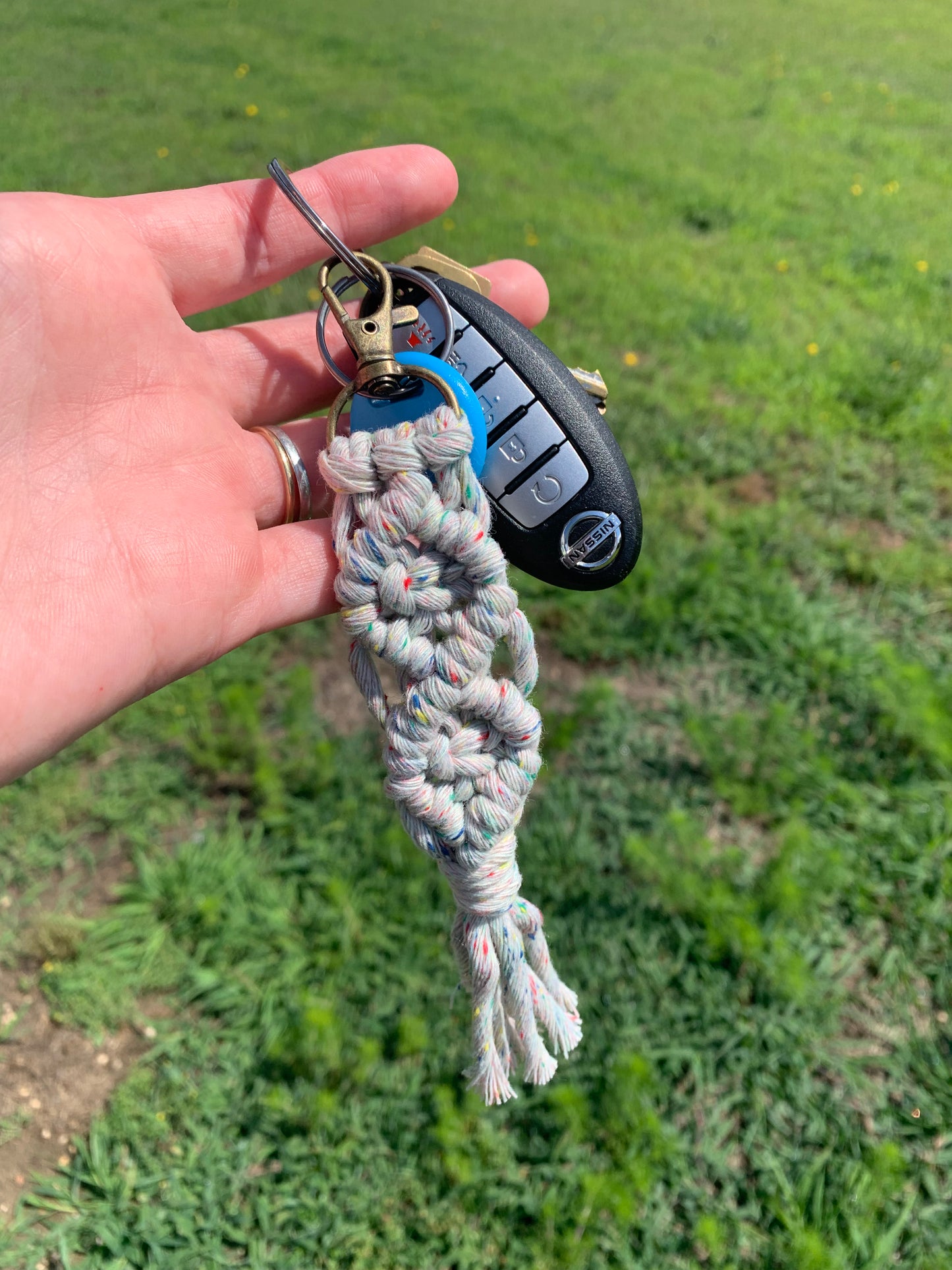 Rainbow Macrame Keychain